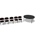 Black Round Dining Table Set With Five Matching Chairs 3d model