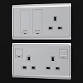 White Electrical Switch Panels Various Types With Sockets And USB Ports 3d model