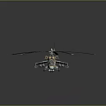 Military Attack Helicopter Featuring Camouflage Paint Multiple Rotors And Weapon Systems