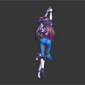 Two Purple Haired Female Characters In Blue Outfits Dancing Joyfully As Anime