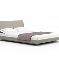 Modern Minimalist Double Bed Featuring Light Gray Fabric Headboard White Pillows And Dark Gray Blanket
