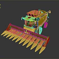 Yellow Agricultural Harvester With Large Front Cutting Blades And Cab