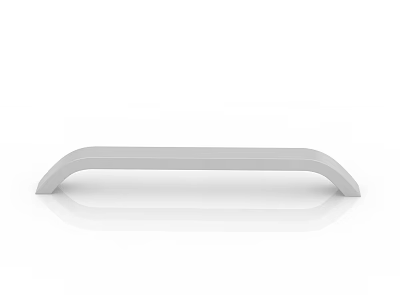 White Curved Handle With Smooth Reflective Surface On White Background For Modern Furniture Design 3d model
