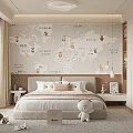 Kids Room Interior With World Map Wall Decal Plush Toy And Storage Cabinets