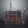 Sports Equipment With Metal Frame Red Pipes And Warning Stripes For Fitness Training