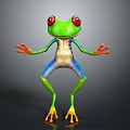 Vibrant Colored Frog with Red Eyes Green Body Blue Legs and Orange Toes