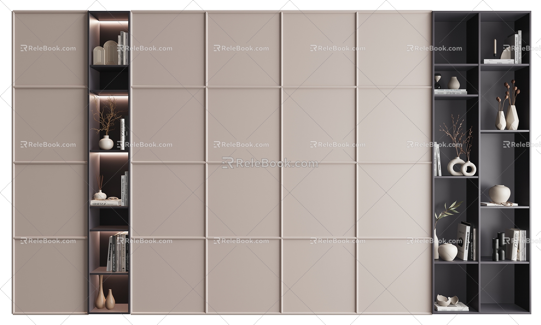 bookcase bookshelf book ornaments 3d model