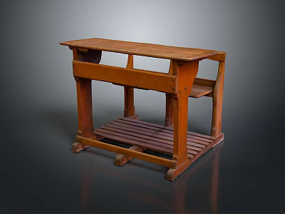 Sturdy Wooden Children's Study Table With Lower Shelf For Kids Room And Play 3d model