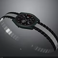 Stylish Green Wristwatch With Black Dial And Black White Strap Design