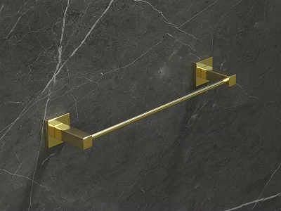 Elegant Golden Wall Lamp Mounted On Dark Gray Marble Textured Wall 3d model