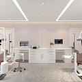 Modern Dental Clinic Interior With Treatment Chair And White Cabinets