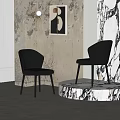 Modern Black Leather Dining Chairs with Minimalist Design and Marble Accents