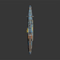 Blue Watercraft With Orange Accents Detailed Surface Structure And Industrial Design Elements