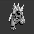 Game Movie Character 3D Model White Spiked Dragon with Tail Detailed Design