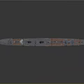 Gray And Red Warship Model With Deck Chimney And Mast Structures