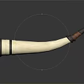 Intricately Carved Horn Sculpture With Ivory Body And Dark Wooden Ends