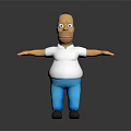 Chubby Cartoon Game Film Character With White Shirt Blue Pants And Outstretched Arms