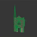 Gothic Church Building Featuring Tall Spire Gothic Window Stone Structure And Ivy On Archway Entrance