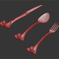 Modern Tableware Metal Tableware Metal Fork Metal Knife 3d model