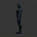 Game Movie Character 3D Model With Detailed Futuristic Armor Blue Purple Accents And Sharp Claws