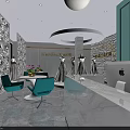 Elegant Bridal Shop Interior With White Decor Turquoise Chairs And Wedding Dress Displays