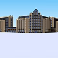 Classic Modern Office Building Exterior With Glass Windows And Symmetrical Facade Design