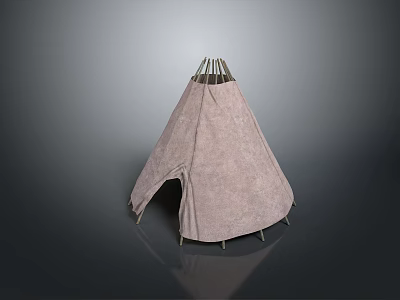 Portable Canvas Tepee Tent With Conical Shape For Outdoor Camping Use 3d model