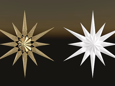 Modern Gold And White Star Shaped Art Installation On Dark Background 3d model