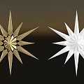 Modern Gold And White Star Shaped Art Installation On Dark Background