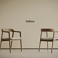 Modern Poliform Wooden Chairs With Armrests And White Cushions Interior Design