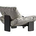 Modern Patterned Accent Chair With Curved Back And Black Wooden Legs