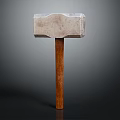 Worn Metal Head Hammer Hardware Tool With Wooden Handle Isolated On Dark Background