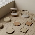 Home Seating With Various Shaped Cushions And Wooden Floor Chairs
