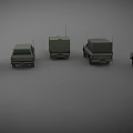 Multiple Green Military Vehicles Showcasing Various Models Like Trucks And SUVs 3d model