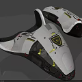 Two White Futuristic Sci-Fi Vehicles With Streamlined Design And Black Yellow Details