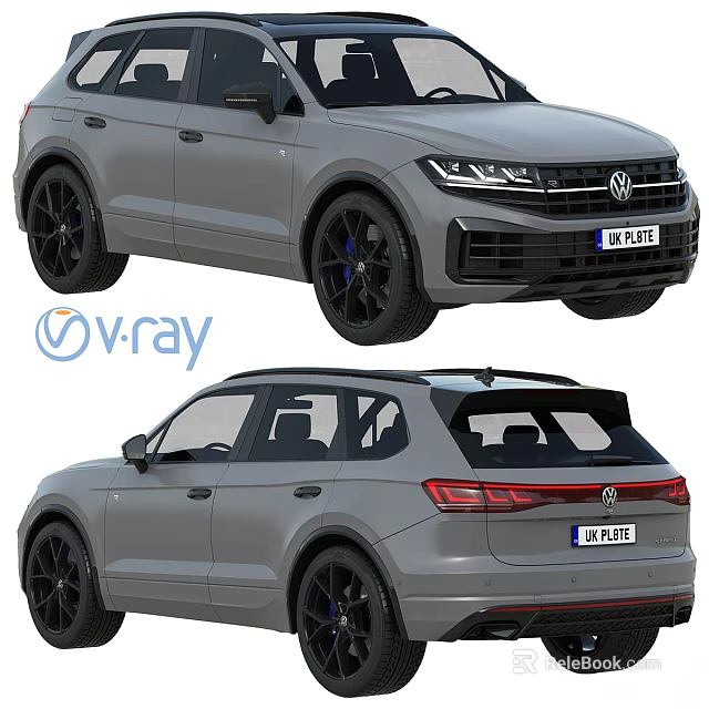 Volkswagen Gray SUV Exterior With Black Wheels And V Ray Rendered Front Rear View 3d model 