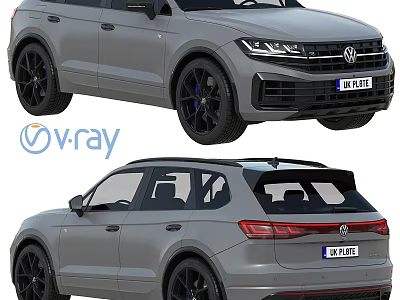 Volkswagen Gray SUV Exterior With Black Wheels And V Ray Rendered Front Rear View 3d model
