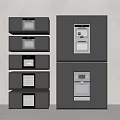 Modern Kitchen Appliances With Stacked Built in Ovens And Cabinet Units