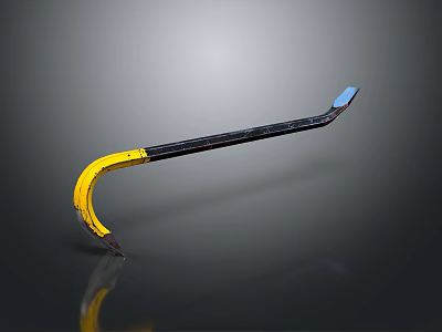 Yellow And Black Crowbar Hardware Tool With Metal Tip For Demolition Work 3d model