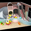 Indoor Children's Playground Equipment with Slide Ball Pit Stairs and Colorful Toys