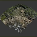 Detailed 3D Terrain Model Showcasing Natural Landscape With Green Vegetation And Varied Landforms