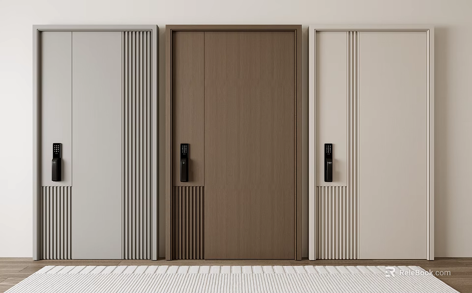 Modern Security Doors With Different Colors And Smart Locks Design 3d model 