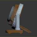 Decorative Display Stand With Orange Base Silver Pillars And Circular Frame
