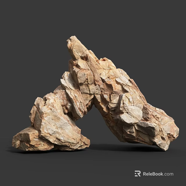 Natural Rock Formation With Arch Shape Light Brown Beige Surface And Visible Textures Cracks 3d model 