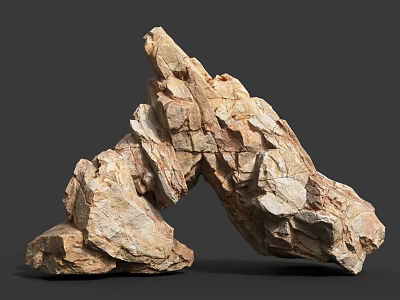 Natural Rock Formation With Arch Shape Light Brown Beige Surface And Visible Textures Cracks 3d model