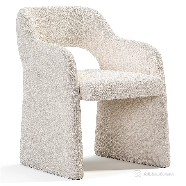 Modern Cream Plush Accent Chair With Curved Armrests And Thick Legs Minimalist Design 3d model 