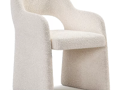 Modern Cream Plush Accent Chair With Curved Armrests And Thick Legs Minimalist Design 3d model