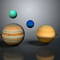 Solar System Planets Including Striped Jupiter Ringed Saturn Blue Green Celestial Bodies And Small Asteroids