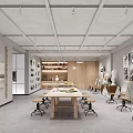 Creative Art Studio Space With Drawing Easels Artworks Wooden Worktable And Art Supplies