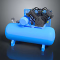 Blue Air Compressor With Black Compressor Unit And Blue Tank Stand 3d model